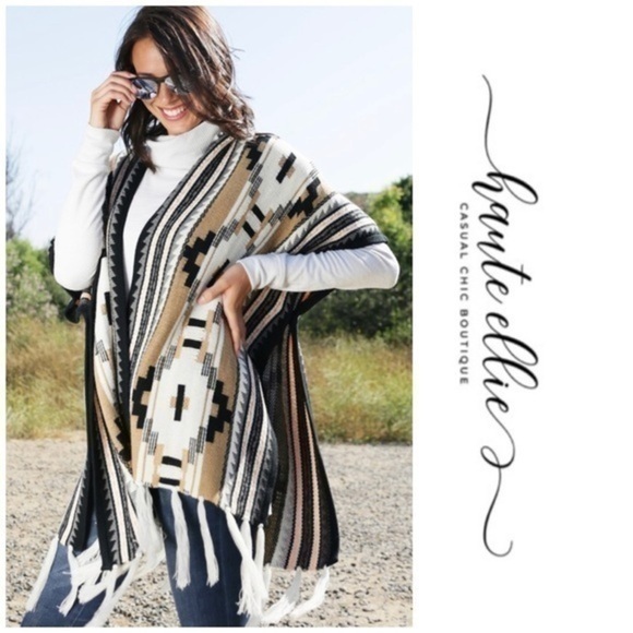 Fringe Blanket Knit Cardigan Sweater - Picture 3 of 5